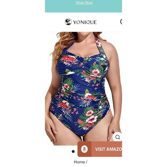 Yonique Women Swimsuit 20W One Piece  Plus Size Tummy Control NWOT - Picture 1 of 7